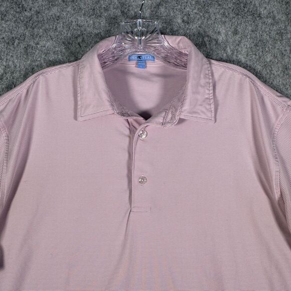 Genteal Shirt Mens Size Large Pink Short Sleeve Polo Striped Lightweight Golf - Picture 1 of 11